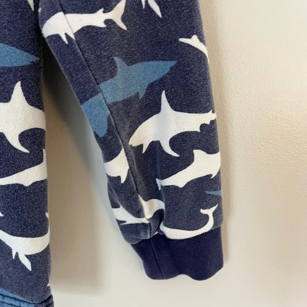 Mini Boden Shark Print Pullover Cotton Shark Sweatshirt Pullover Size 7-8